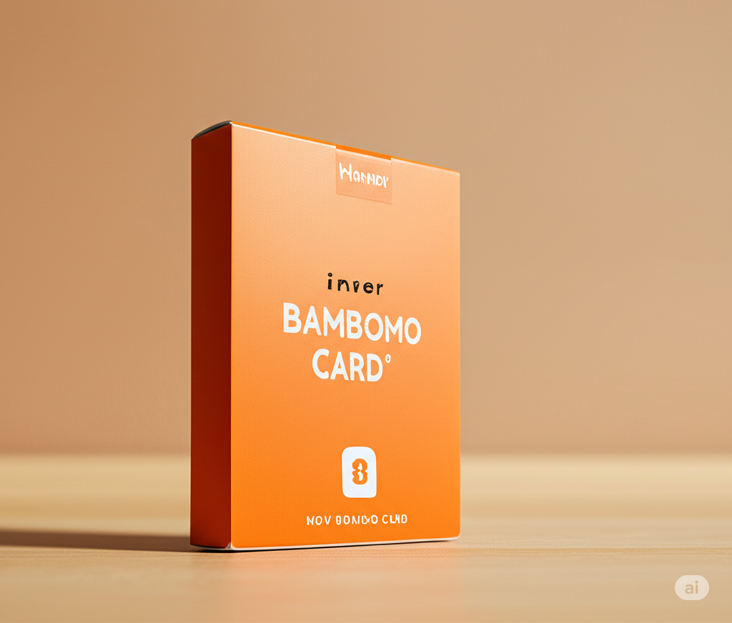 Orange box packaging for Bambomo Card, showing product name and number 3